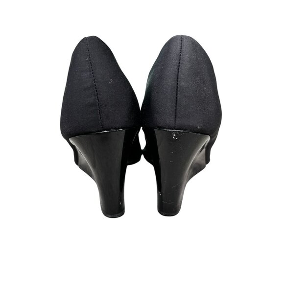 Bandolino Black Peep Toe Wedge Shoes Size 10M Textile Upper Professional Style - Picture 3 of 6